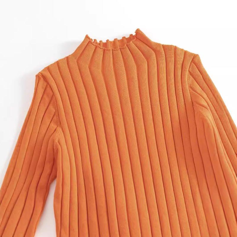 Podzimní dámské pletené šaty Móda Pure Pit Stripe Zeštíhlující pletené šaty střední délky