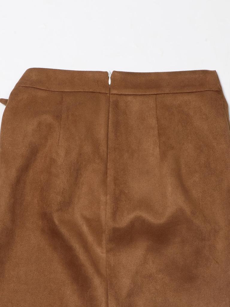Elegant Women's Suede Skirt with Lace-up Knot - Solid Color, Spring/Autumn Collection