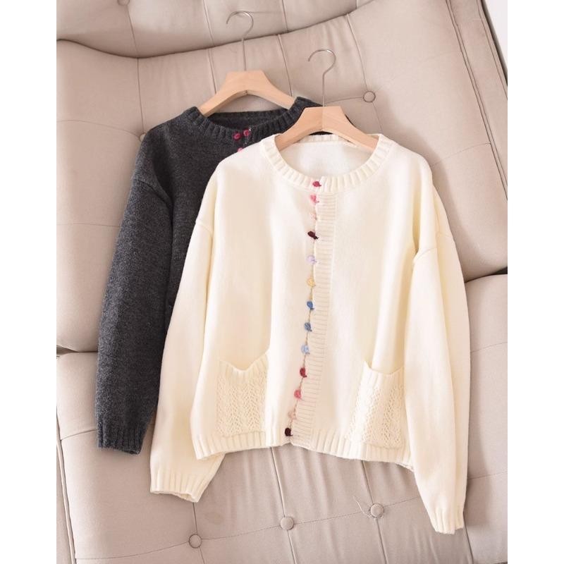 

DIMANAF 2023 Plus Size Большой размер Осенние Женские Пуговицы Свитера Куртка Вязание Мода Повседневный Стиль Свободный Кардиган Белый Свитер