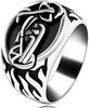 Uloveido Men's Black Titanium Steel Biker Ring Flame Motorcycle Ring for Men Dad Birthday Father's Day Gift Y510