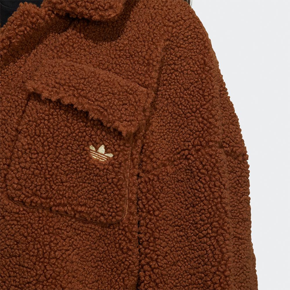 Adidas Originals Co Sherpa Jacket Casual Loose Warm Mid-Length Jacket Women Jacket Olive-Brown HC0310