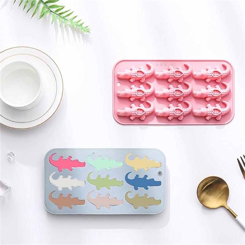 9 Cavity Crocodiles Silicone Mold For Baking Cake Chocolate Candy Making Food Safe Easy Releases Dessert Mould