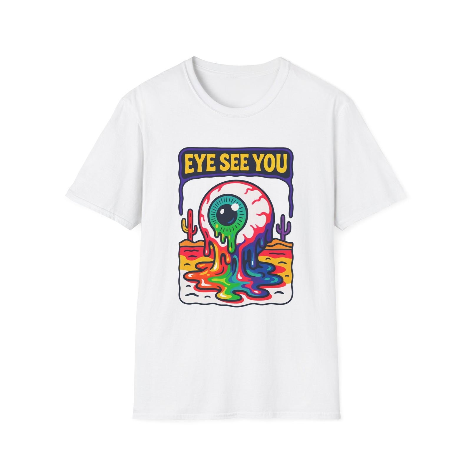 Unisex Softstyle T-Shirt Mens Womens Tees Top Melting Eyeball Psychedelic Surreal Desert Art 3XL