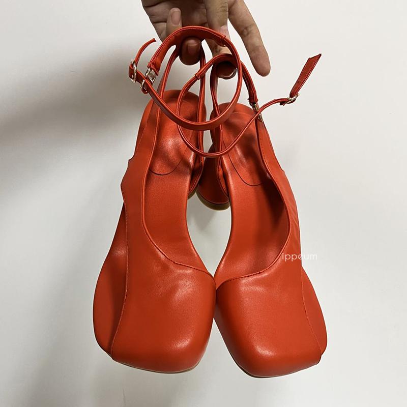 

Fashion IPPEUM Women Sandals 2024 Plus Size 44 Blue Leather Split Toe Heels Mules Ankle Buckle Sandalias De Mujer US 4 (22.5CM) помаранчевий