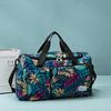 Oxford Fabric Travel Duffel Bag with Leaf Print Multiple Pockets Waterproof Gym Weekender Bag