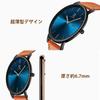 simple analog watch with date display and leather strap in orange and black and Men's minimalist, fashionable, blue, blue-orange.
