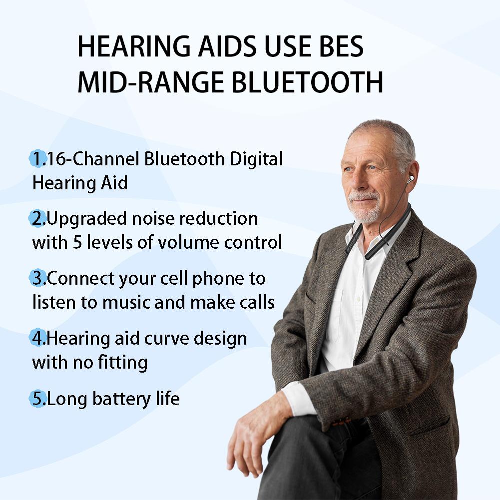 Bluetooth neck hanging binaural in ear neck hanging hearing aid