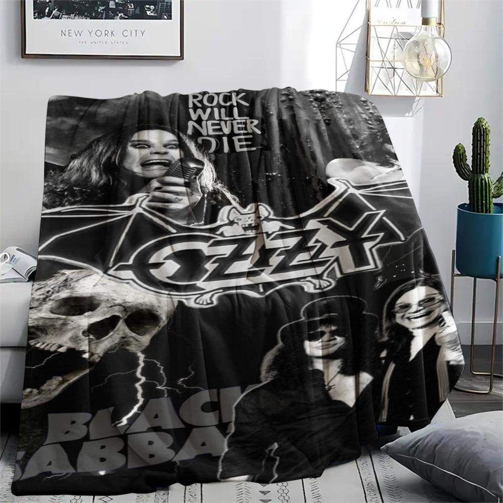1Pc Ozzy Osbourne Print Flannel Blanket, High quality Comfortable for All Seasons, Home Decor, Warmth and Comfort, Perfect for Gifts