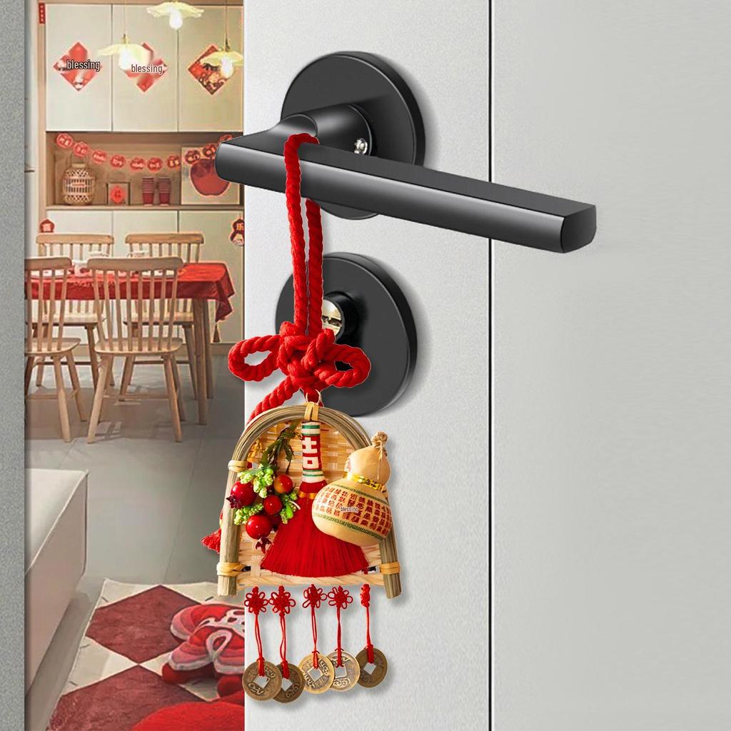 2025 New Style Housewarming Chinese Knot Gourd Fu Character Broom Pendant for New Year Entrance Decor