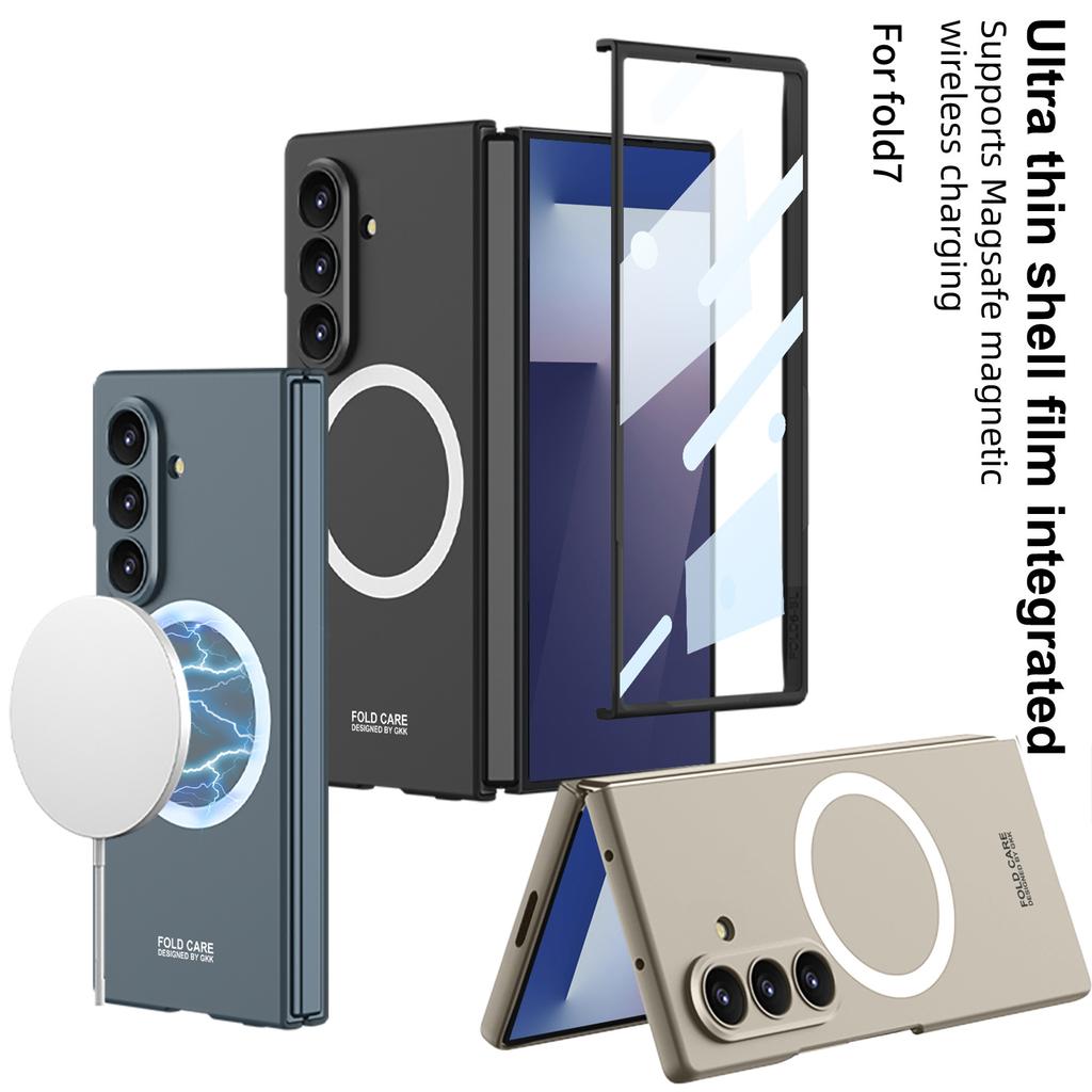 Ultrathin Magnetic Case For Samsung Galaxy Z Fold 7 With Clear Tempered Glass Screen Protector
