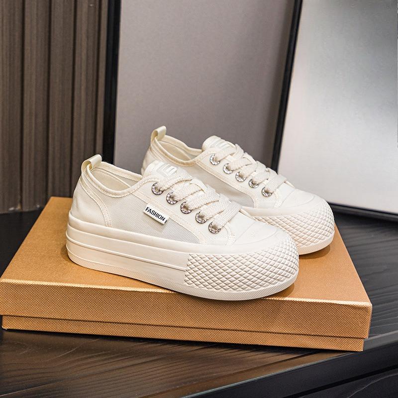 Breathable Shoes Women's Thick-soled Casual Board Shoes Thin Anti-slip and Wear-resistant Shallow Mesh Shoes Devotion