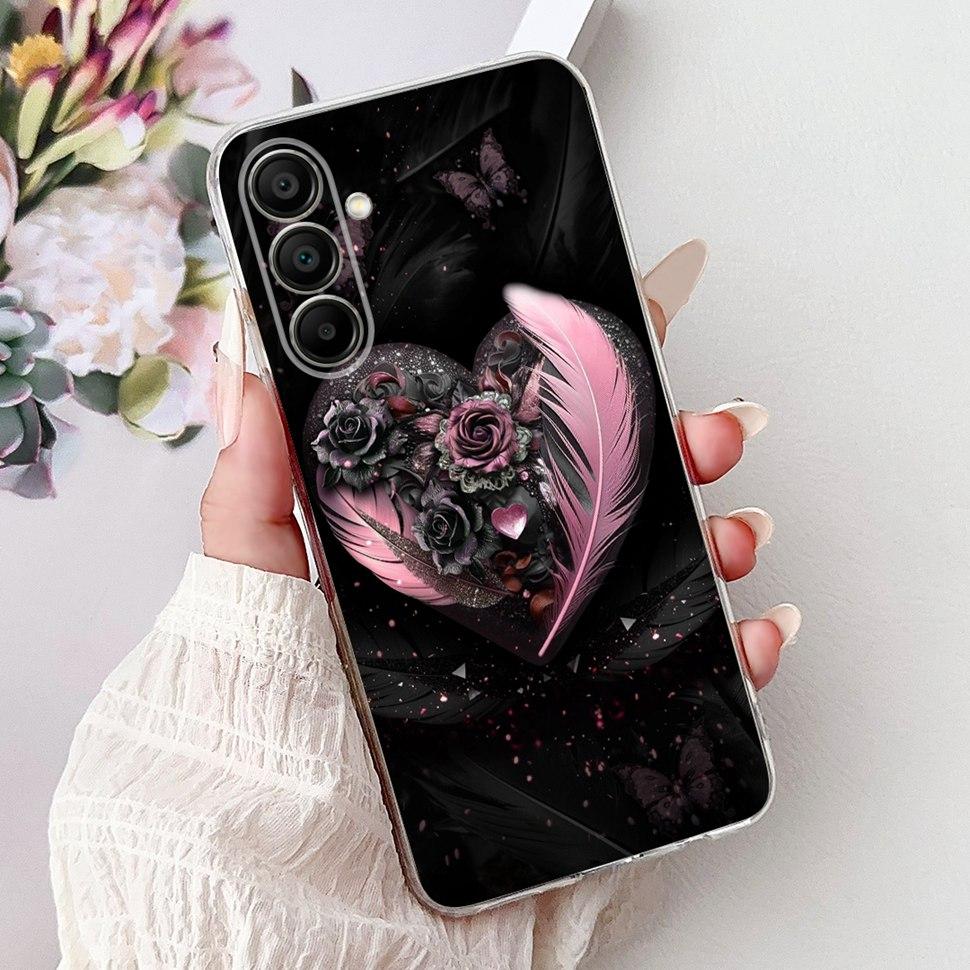 Phone Cases For Samsung Galaxy A15 Case Love Cat Soft TPU Back Cover For Samsung A15 GalaxyA15 Case Shockproof Funda
