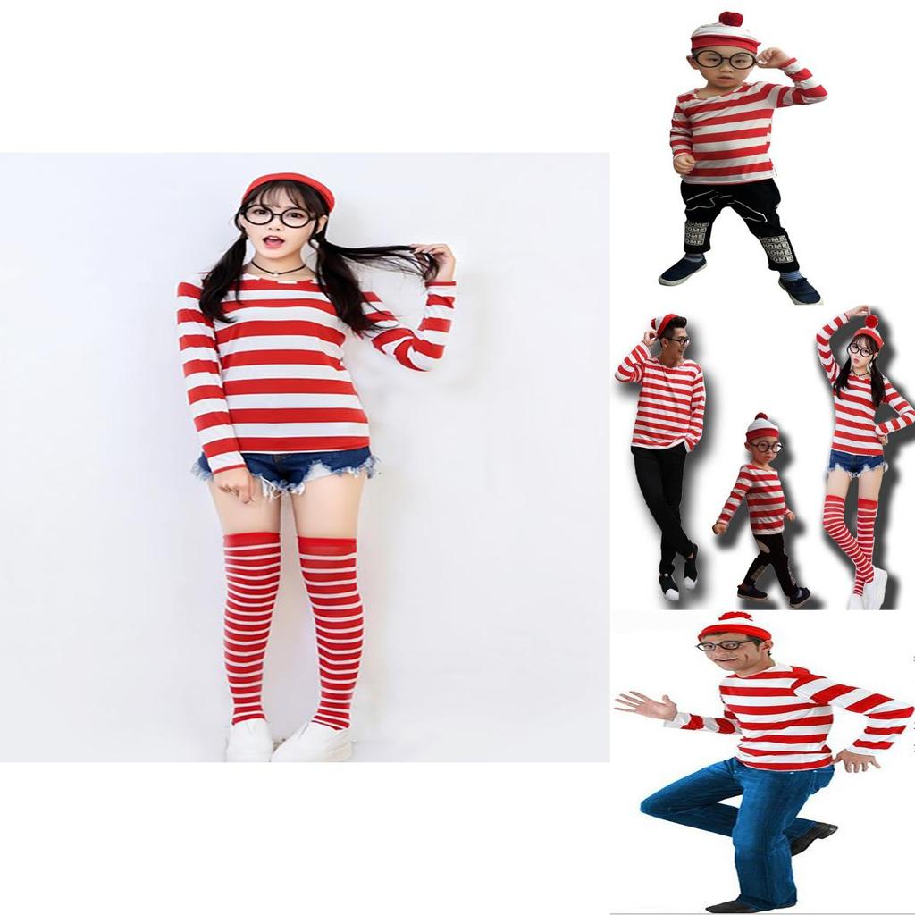 Ladies Adult Us Wheres Wally Wenda Costume Cartoon Waldo Cosplay Fancy Dress