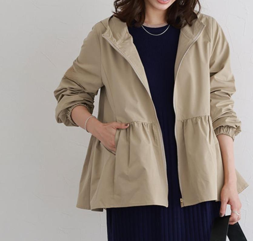 

Blue Zip Up Hooded Jacket with Elastic Cuffs and Frill Hem XL абрикосовий