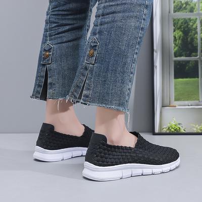 Chaussures d'été tendance pour femmes, baskets tressées respirantes à semelle souple, chaussures de marche décontractées confortables à fond plat 36-41