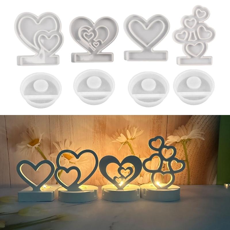 Heart Candlestick Molds Love Heart Candle Holder Molds with Base for DIY Craft Tealight Candle Holder Room Decorations