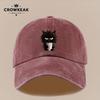 Pc Wütende flauschige schwarze Katze Muster Hut Vintage distressed Druck Baseballkappe Verstellbare Größe Bequem und leicht Sui