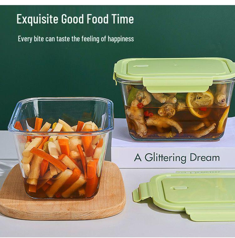 Hochtemperaturbeständiger Glas-Lebensmittelbehälter mit luftdichtem Deckel für Essiggurken und Kimchi