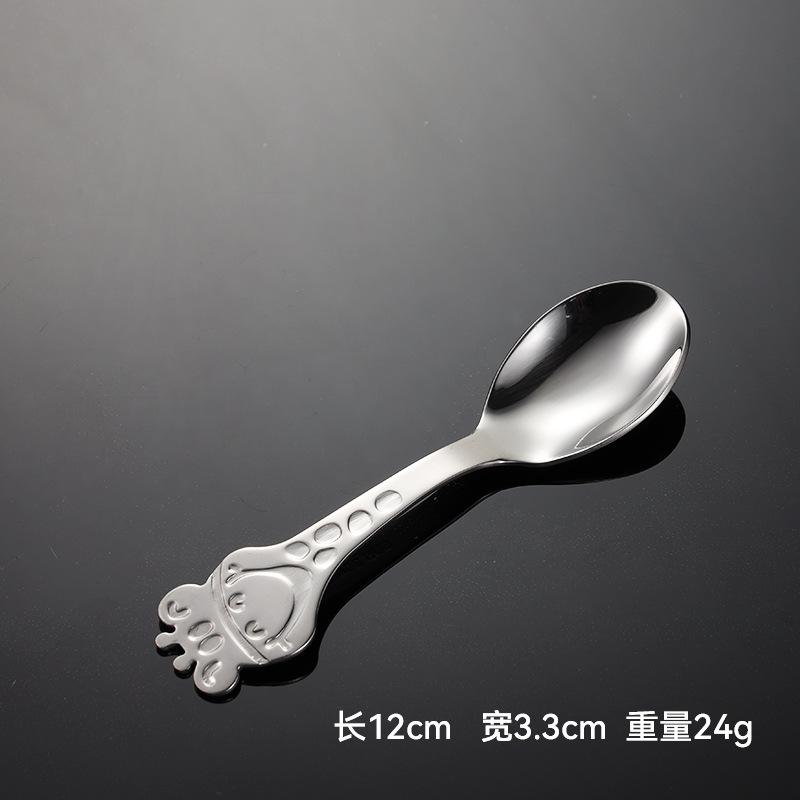 304 Stainless Steel Children's Cartoon Deer Colorful Titanium Plated Small Fork Spoon Mother and Baby Gifts Tableware Baby