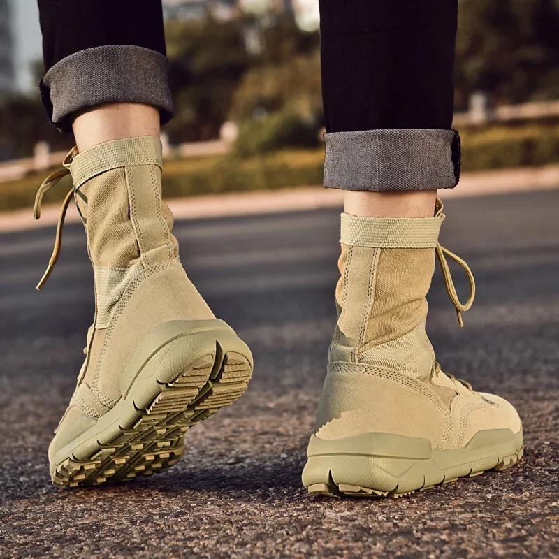 Men Tactical Boots Casual Ankle Waterproof Climbing Shoes Boot Outdoor Hiking Shoes Slip-resistant and Wear-resistant Zapatillas