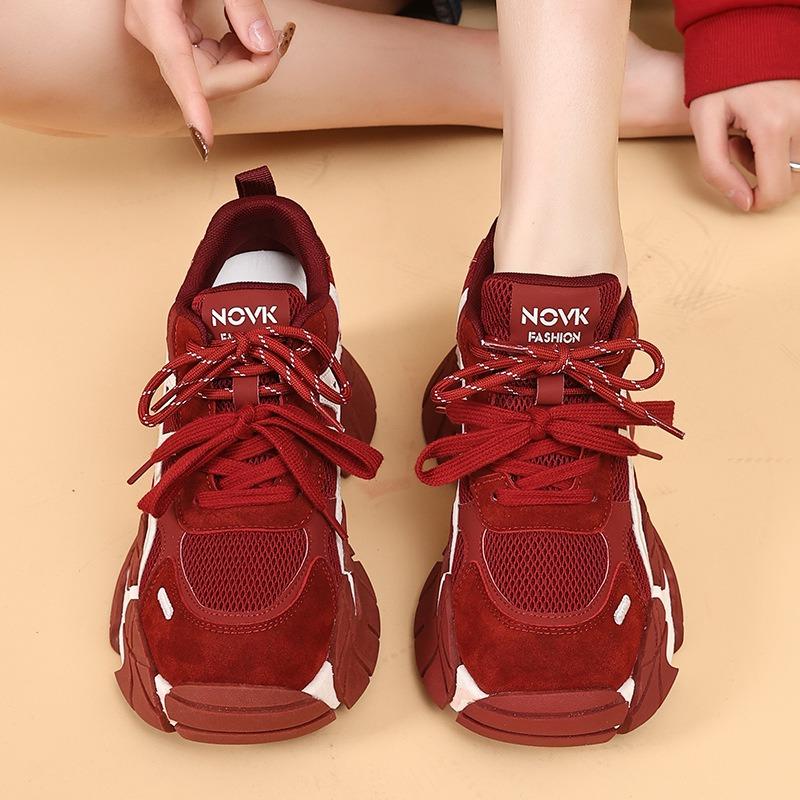 Autumn new mesh breathable casual shoes small height increase women's shoes retro platform shoes women's