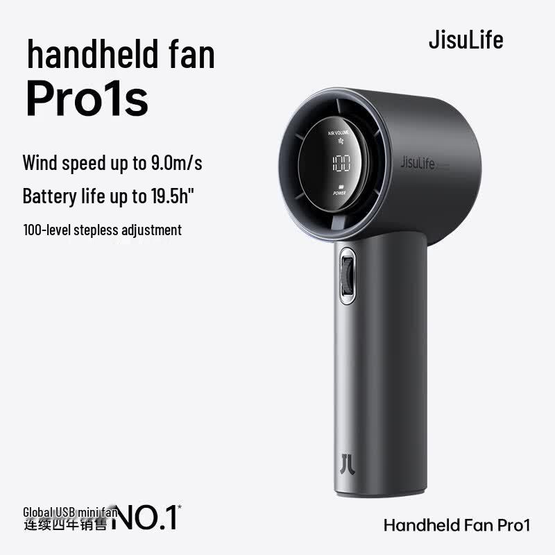JISULIFE High-Speed Portable Handheld Fan CN plug (adapter included) темно-серый