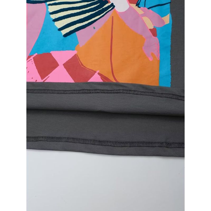 Kaslead New Arrival Women's Fashion Style Fashion Casual All-Matching Printed Washing Effect T-shirt 1131327