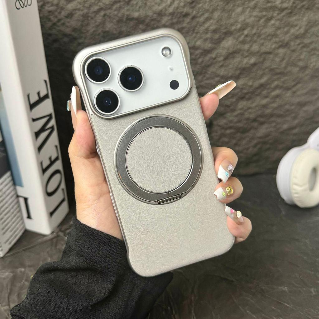 iPhone 13–17 Pro Max Magnetic Rotating Stand Frameless Protective Case