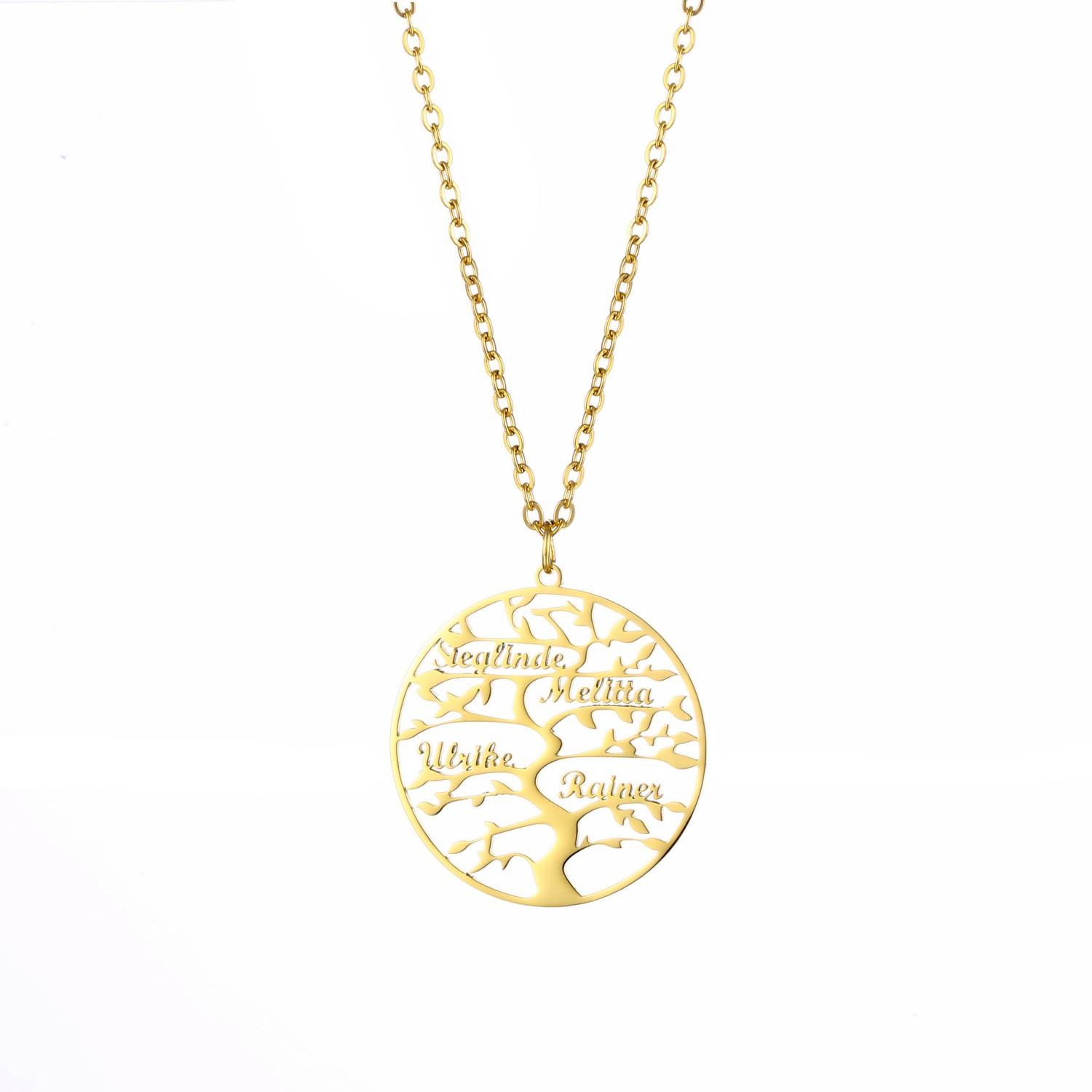 Engraved Family Name Necklace Personalized Name Necklace Tree of Life Necklace Multiple Names Jewelry Gift for Family and Mom Please provide the name you need