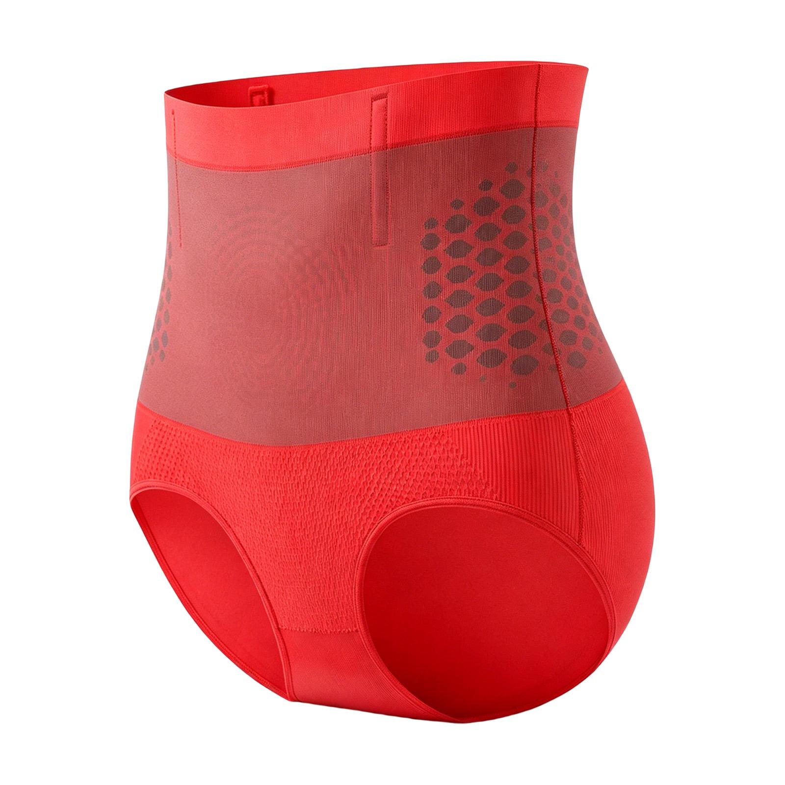 

High Waist Tummy Control Shapewear Panties for Women Seamless Slimming Underwear Body Shaper Briefs Anti Rolling High Rise Design XXXXXL красный