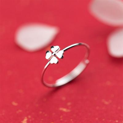 Argento Sterling S925 Anello Quadrifoglio Fortunato da Donna Collana Orecchini Stile Classico Minimalista Regalo di Capodanno Gioielli di Lusso