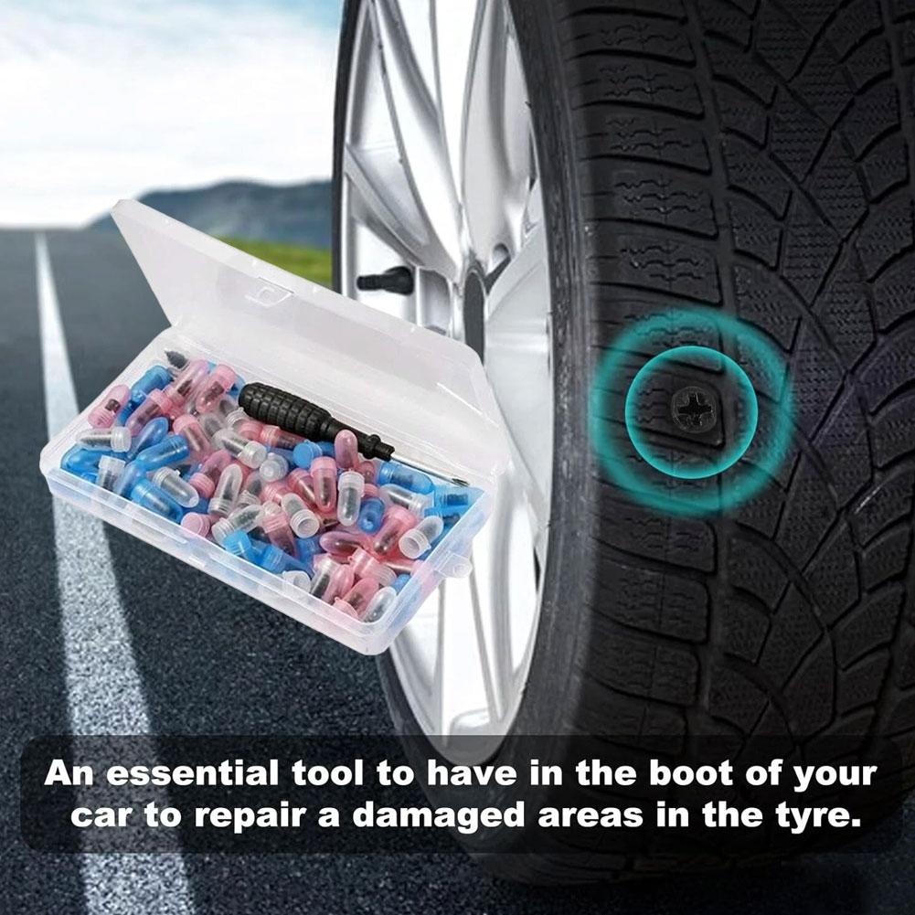 Rubber Nail For Tires, Bike Motorcycle Puncture Repair Kit With Screwdriver Vacuum Tire Rubber Nails Tire Repair Tools R2P9