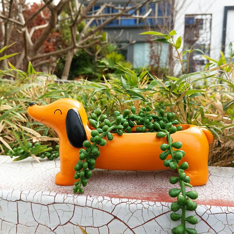 Cute Dachshund Dog Flower Pot Garden Office Decoration Resin Flowerpot Cute Animal Flowerpot Cactus Plants
