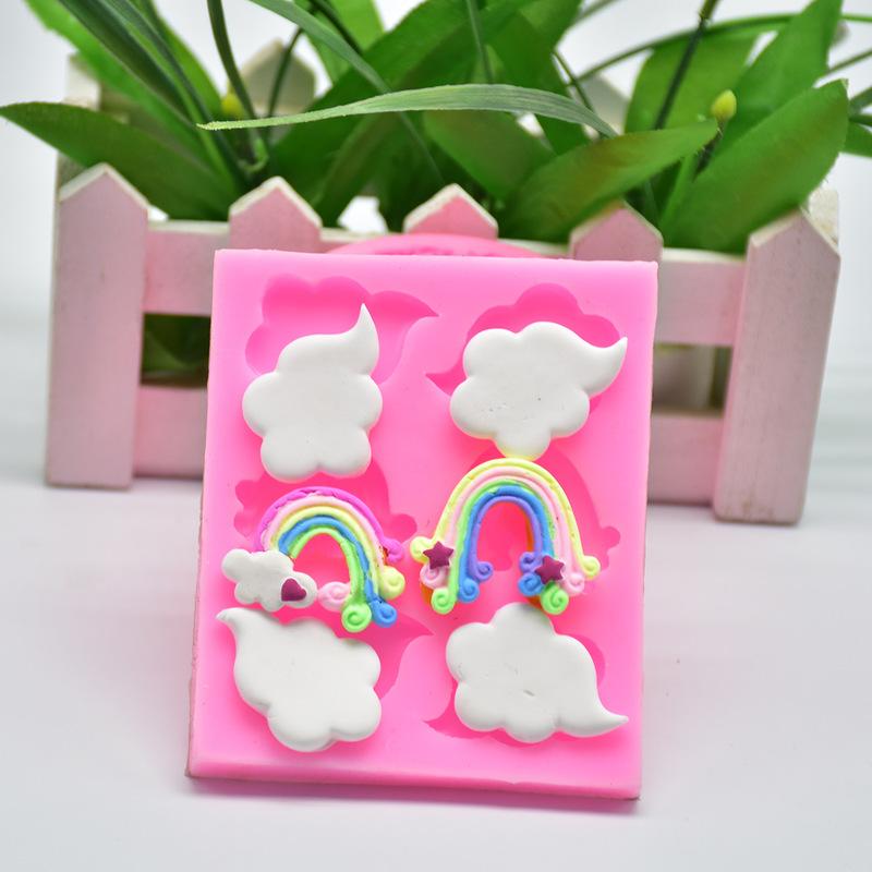 6 Cavity DIY Baking Clouds Rainbow Shape Cake Decorative Silicone Mold  Cake Chocolate Cookies Tool DIY Mold