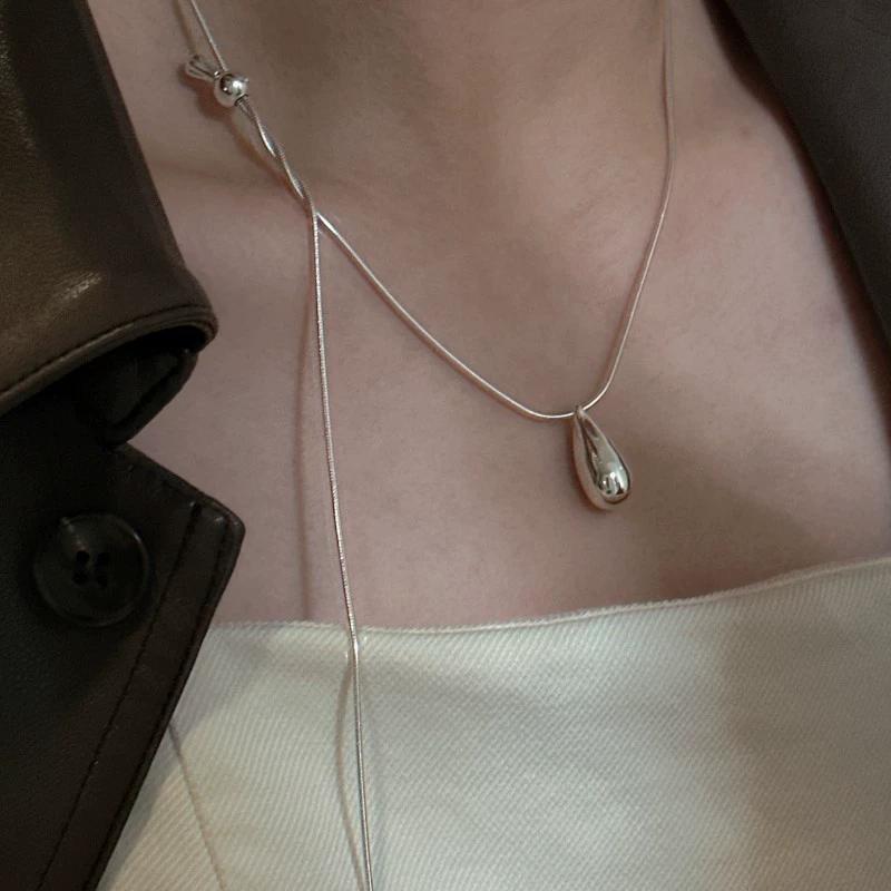 925 Sterling Silver Luxury Fashion Drop Necklace for Fall/Winter Sweater Chains Simple Versatile Pendant for Women Fine Jewelry