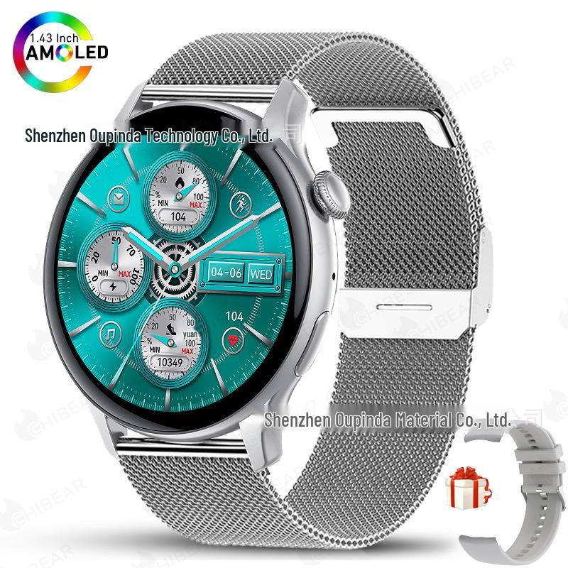 Ceas inteligent Bluetooth HK85, ecran AMOLED de 1,43", funcție Always-On, monitorizare oxigen/tensiune sanguină, urmărire multi-sport.