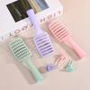 Compact Fluffy Massage Comb with Cleaning Claw - Long Handle for Hair Styling and Care