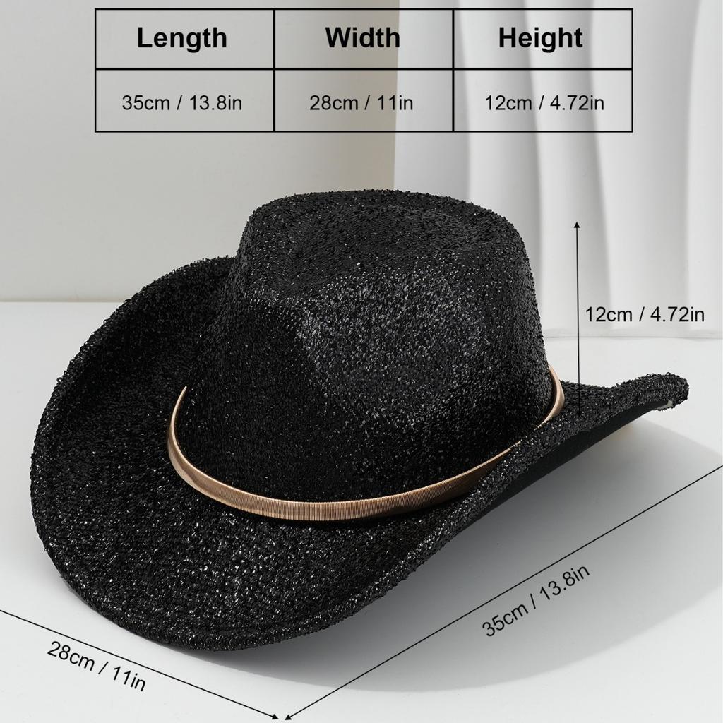 Unisex Elegant Brushed Top Hat YK Style Cowboy Hat, Metal Round Accessories Belt Bonfire Party