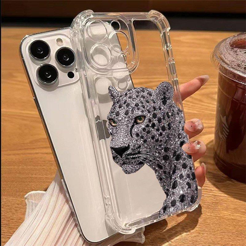 Phone Case For iPhone 17 16 15 14 13 12 11 Pro Max XR XS X 16 Plus 17 Air Leopard Pattern Transparent Shockproof Bumper Cover
