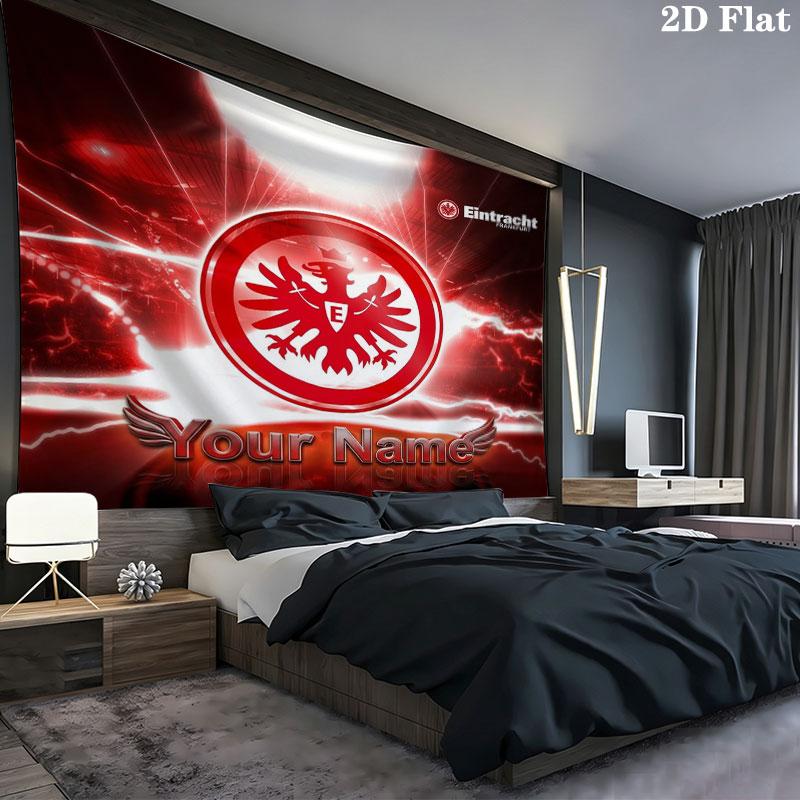 Eintracht Frankfurt Custom Name Wall Tapestry Aesthetic Wall Hanging Printed Fabric Blanket Decorative Tapestries for Bedroom Living Room Home Decor