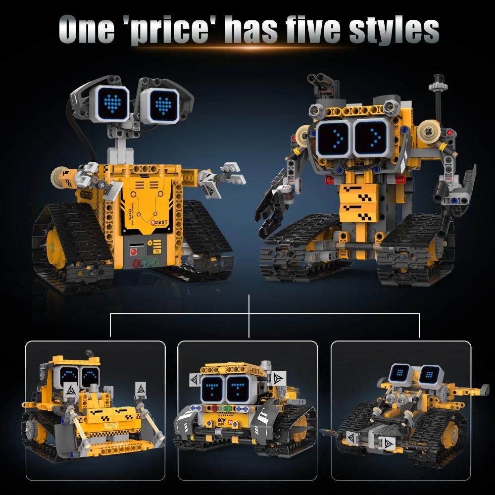 5-in-1 robot programming remote control building blocks, transformable robot model ornaments, children's holiday gifts, DIY toys