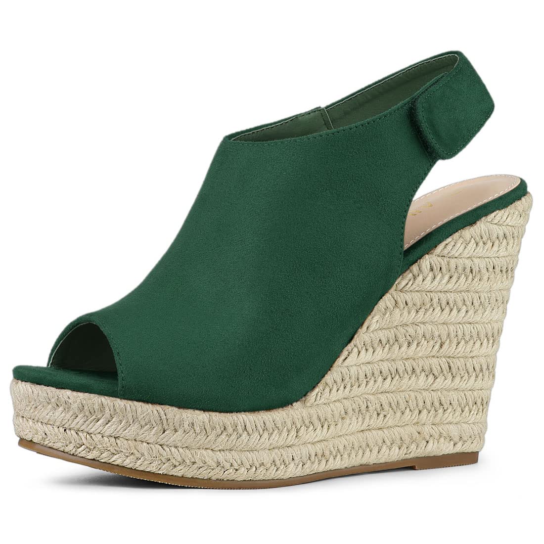 

Allegra K Women s Wedge Sandals with Backstrap Platform Espadrilles, Emerald Green, Size 23.5cm
