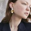 Spring Gold And Silver Color Matching Irregular Texture Pattern Round S925 Silver Needle Earrings Niche Personalized Earrings