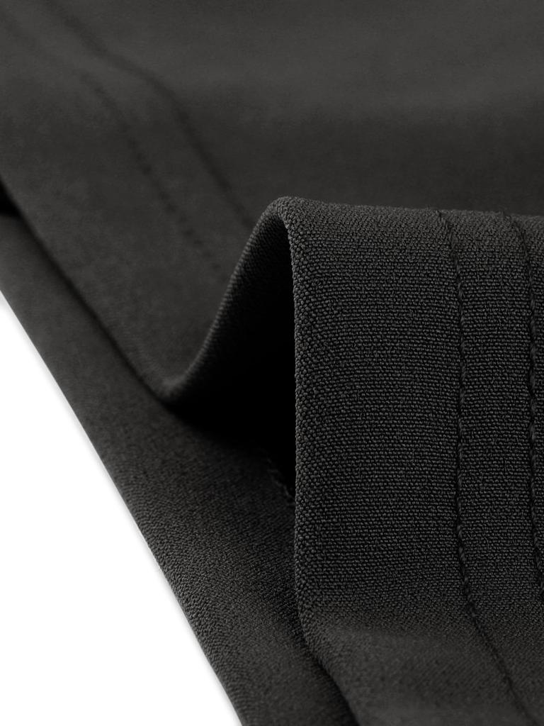 Allegra K Women's Vintage Office Dress, Belted, V-Neck, Faux Two-Piece, Slim Fit, Casual, Short Sleeve, Black, Size XS