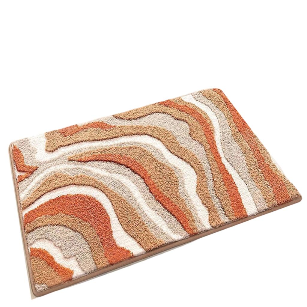 Absorberende baderomsteppe med gummibakside, maskinvaskbar bølgebadematte med myke og høykvalitets ultrafine fibre, egnet for rask tørking