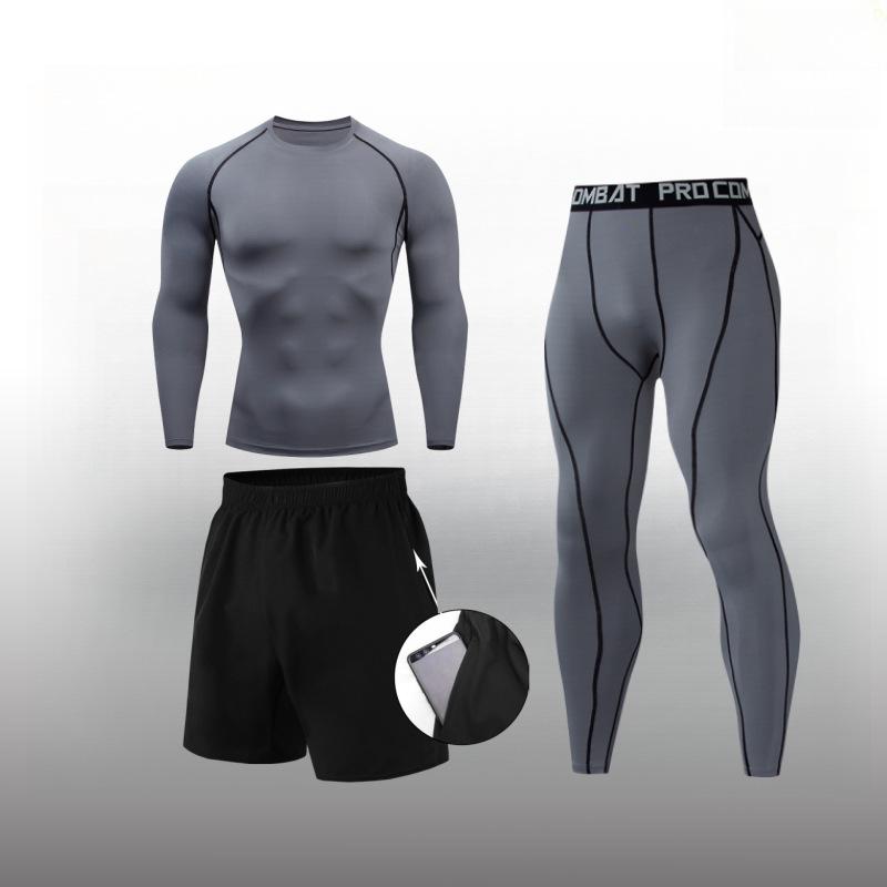 Men's Cross-Border Fitness Compression Set: Tight Base Layer for Sports, Basketball, Football, Running, and Yoga.