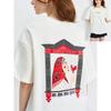 Russian Folk Art Woman & Rooster Lollipop Print Oversized T-Shirt Ornate Frame Back Graphic Tee Aesthetic Streetwear Top