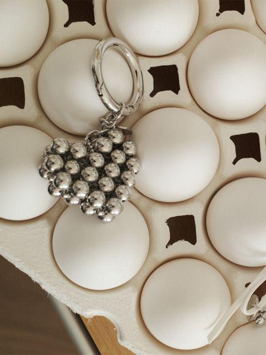 OVHEE Heart Beads Ball Keyring_Silver