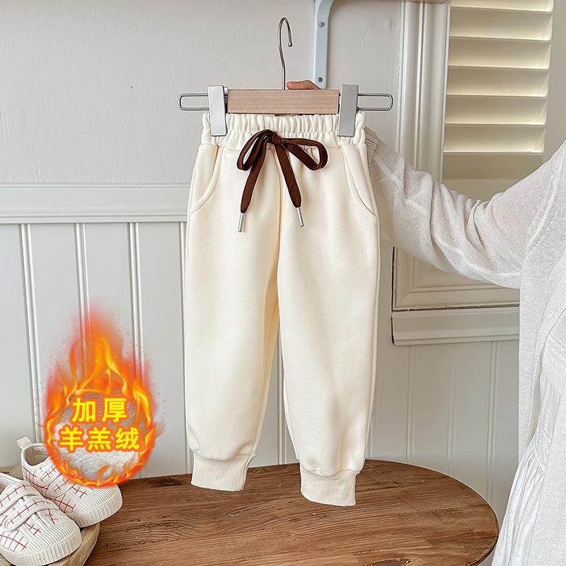 Kinder Herbst- und Winter-Sweathose, lockere und vielseitige lässige Sporthose für Jungen und Mädchen, Baby-Plüsch-Langhose