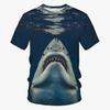 Summer Round Neck Deep Sea Whale Pattern 3D Print Top Fashionable Casual Short Sleeved Men's T-shirts